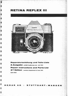 Kodak Retina Reflex 3 manual. Camera Instructions.